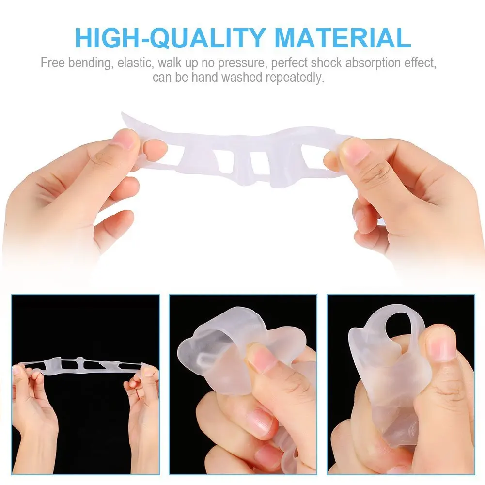 2Pairs Toe Separator 24 Hours Bunion Orthotics Pedicure Hallux Valgus Corrector Pro Orthopedic Adjuster Toe Feet Care D0508