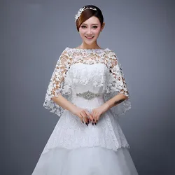 Wedding Accessories Red/Black Short Front Long Back Women Wrap Cape Bolero Bridal Cloak Lace Wedding Capes Evening Wrap Shawl
