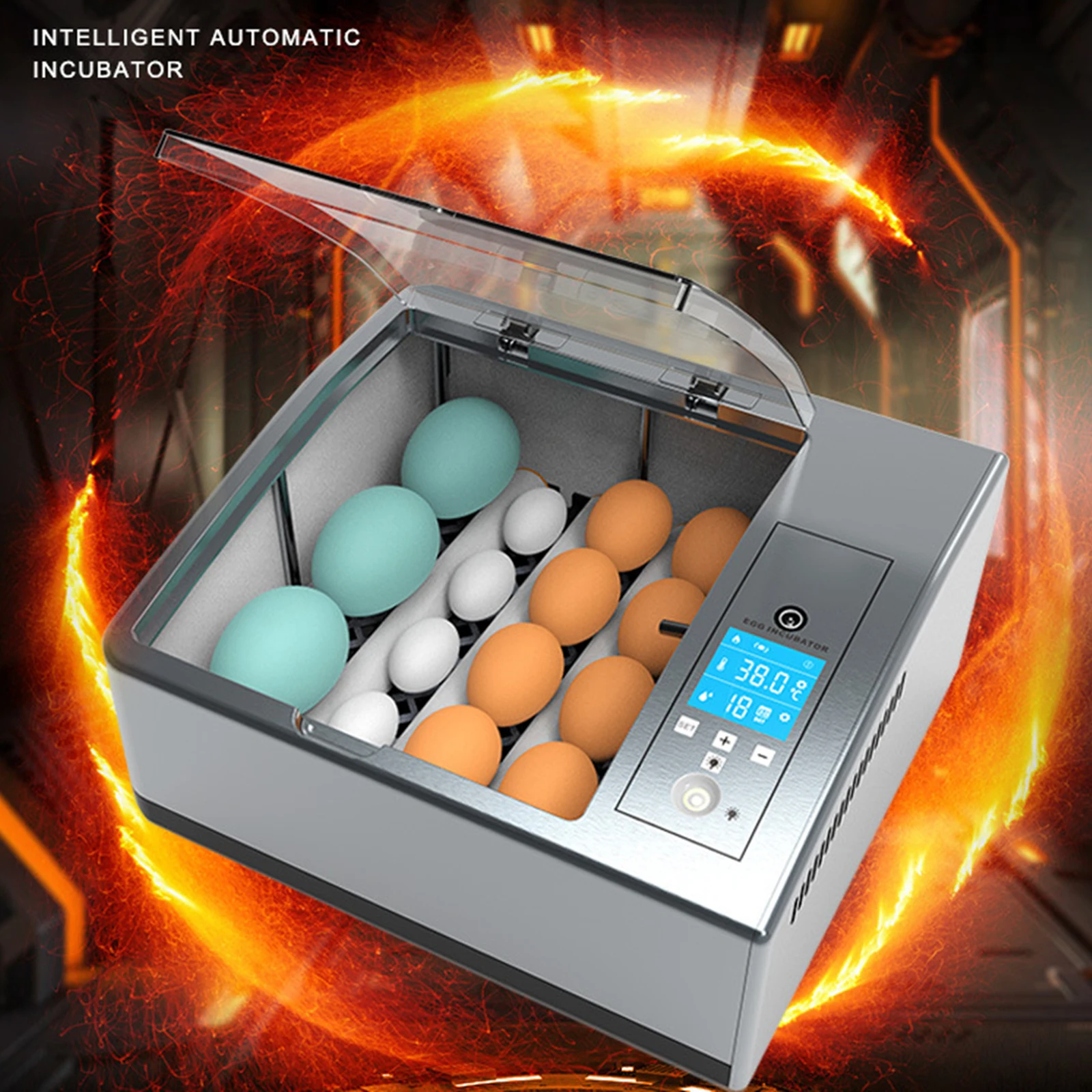 Egg Incubator Fully Automatic Incubator Brooder Farm Hatching Machine 16 Eggs Chicken Incubator Bird Egg Household Hatcher