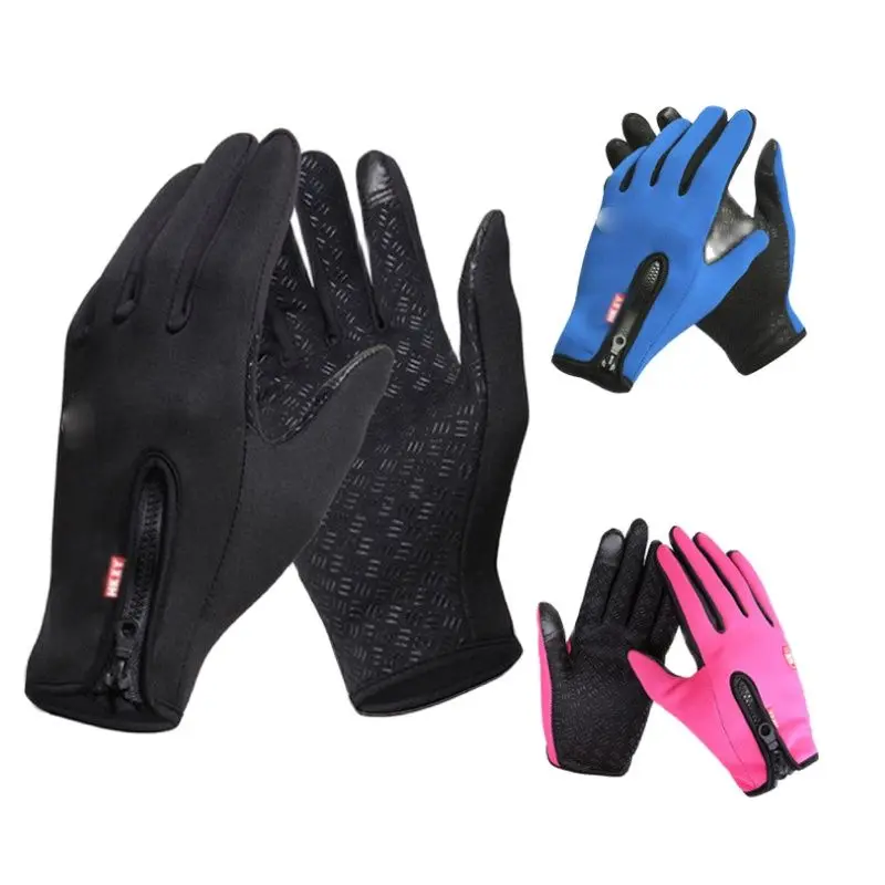 

Skiing warm gloves hot sell Autumn and winter outdoor men and women mountaineering bike windproof zipper gloves