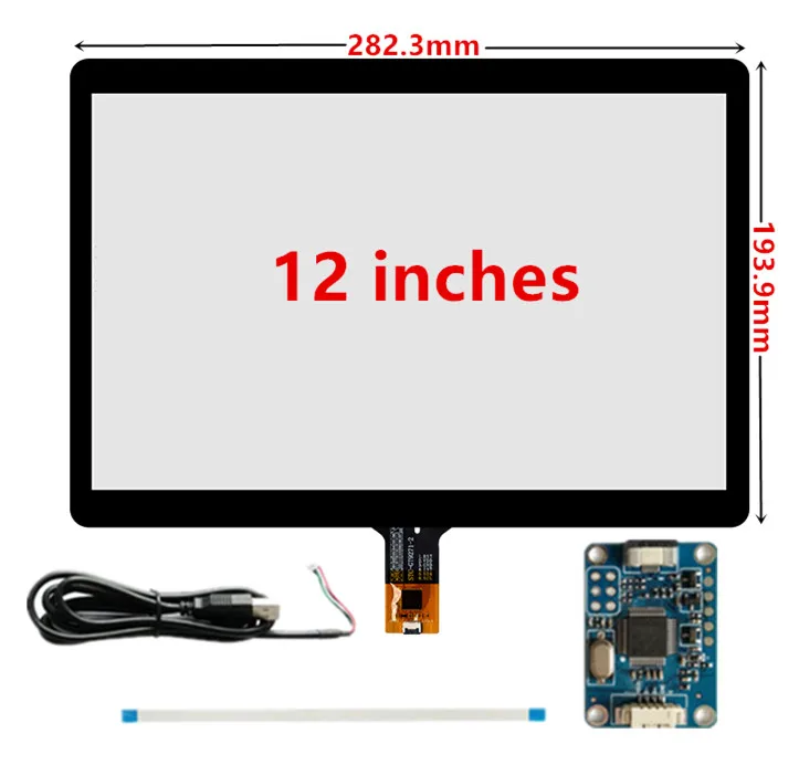 polegada 282 mm 193 mm industria capacitivo toque digitador da tela do painel de vidro usb placa motorista 12 01