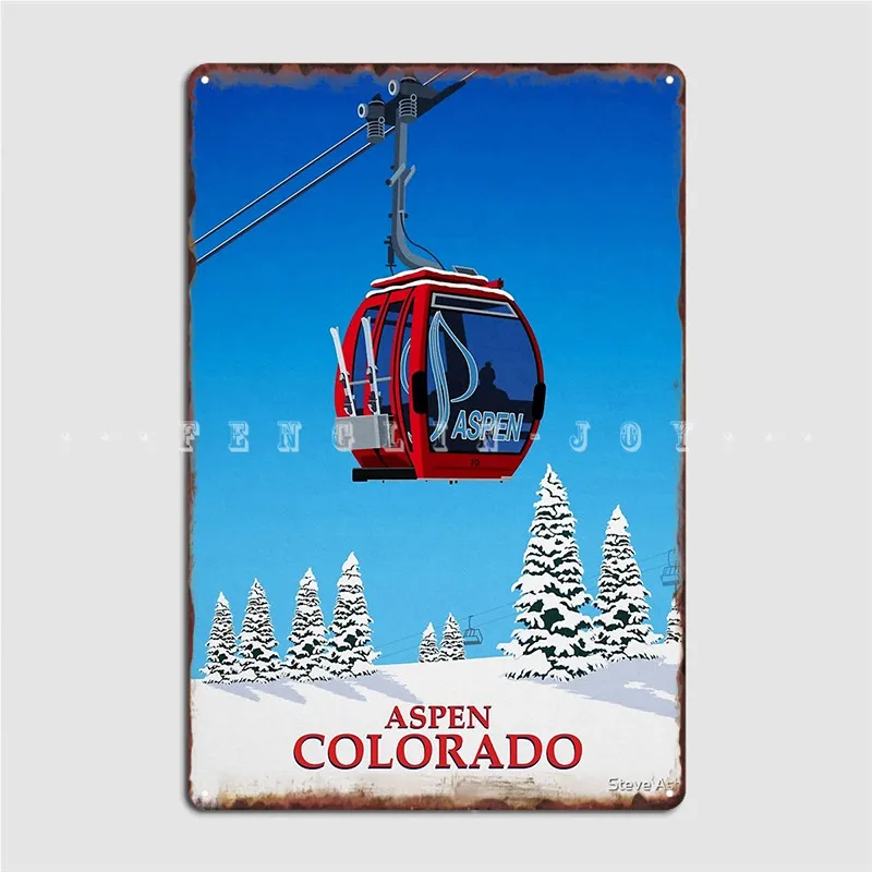 Aspen Ski Resort Poster Metal Plaque Wall Cave Designing Cave Pub Plaques Tin Sign Posters