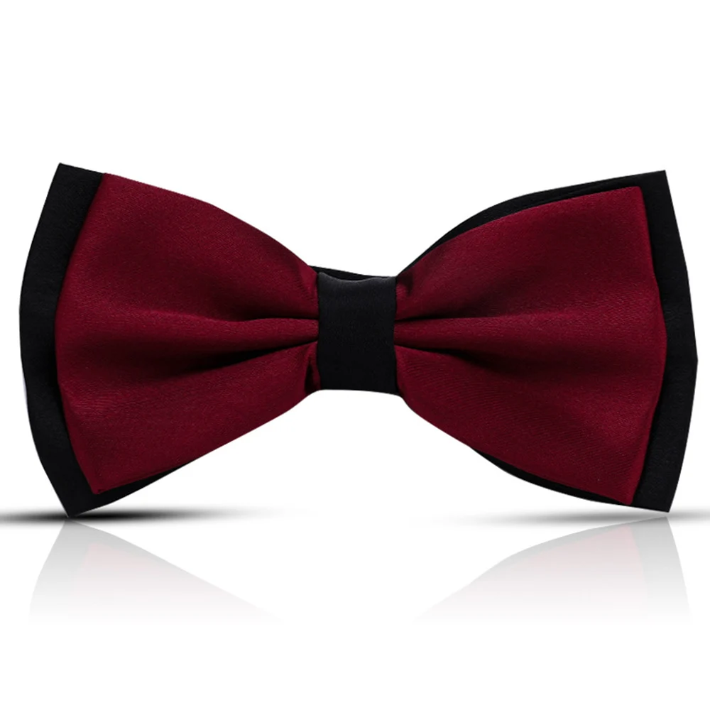 HUISHI Fashion Man Bow Tie Polyester 2 Layers Neckwear Adjustable Adult Bowtie For Party England Style Woman Wedding Solid