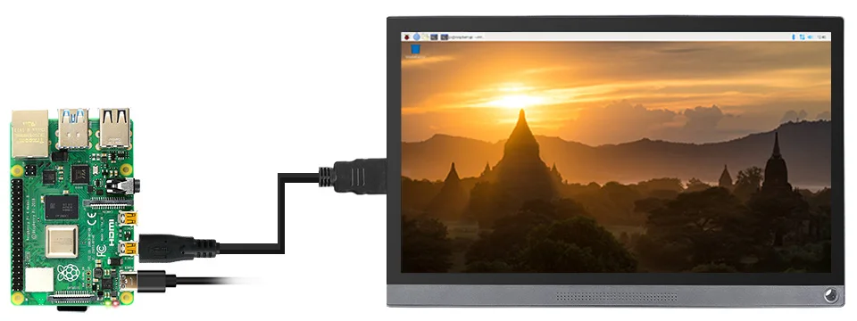 Waveshare HDMI-compatible to Micro HDMI-compatible Cable, High Definition Video Transmission, Suit for Raspberry Pi 4B