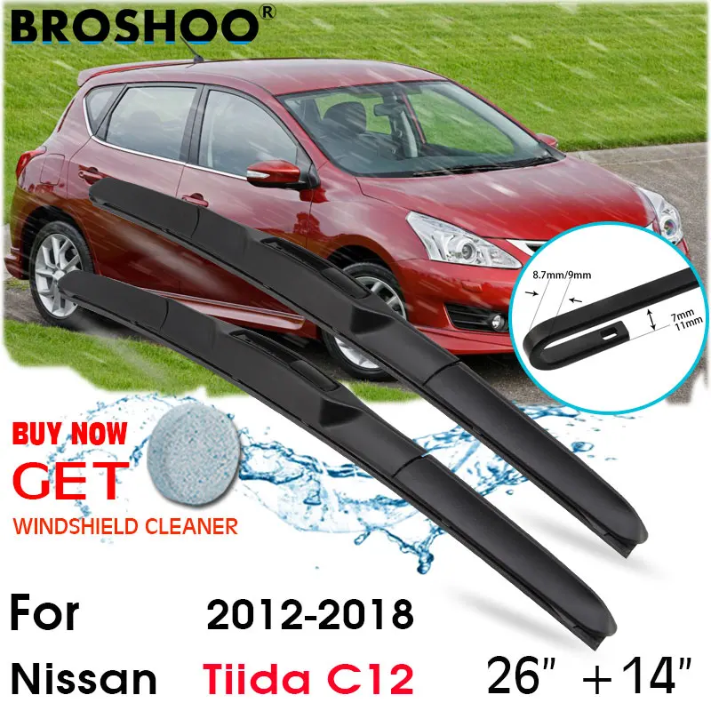 

Car Wiper Blade Front Window Windscreen Windshield Wiper Fit Blades Accessories For Nissan TIIDA C12 26"+14" 2012-2018