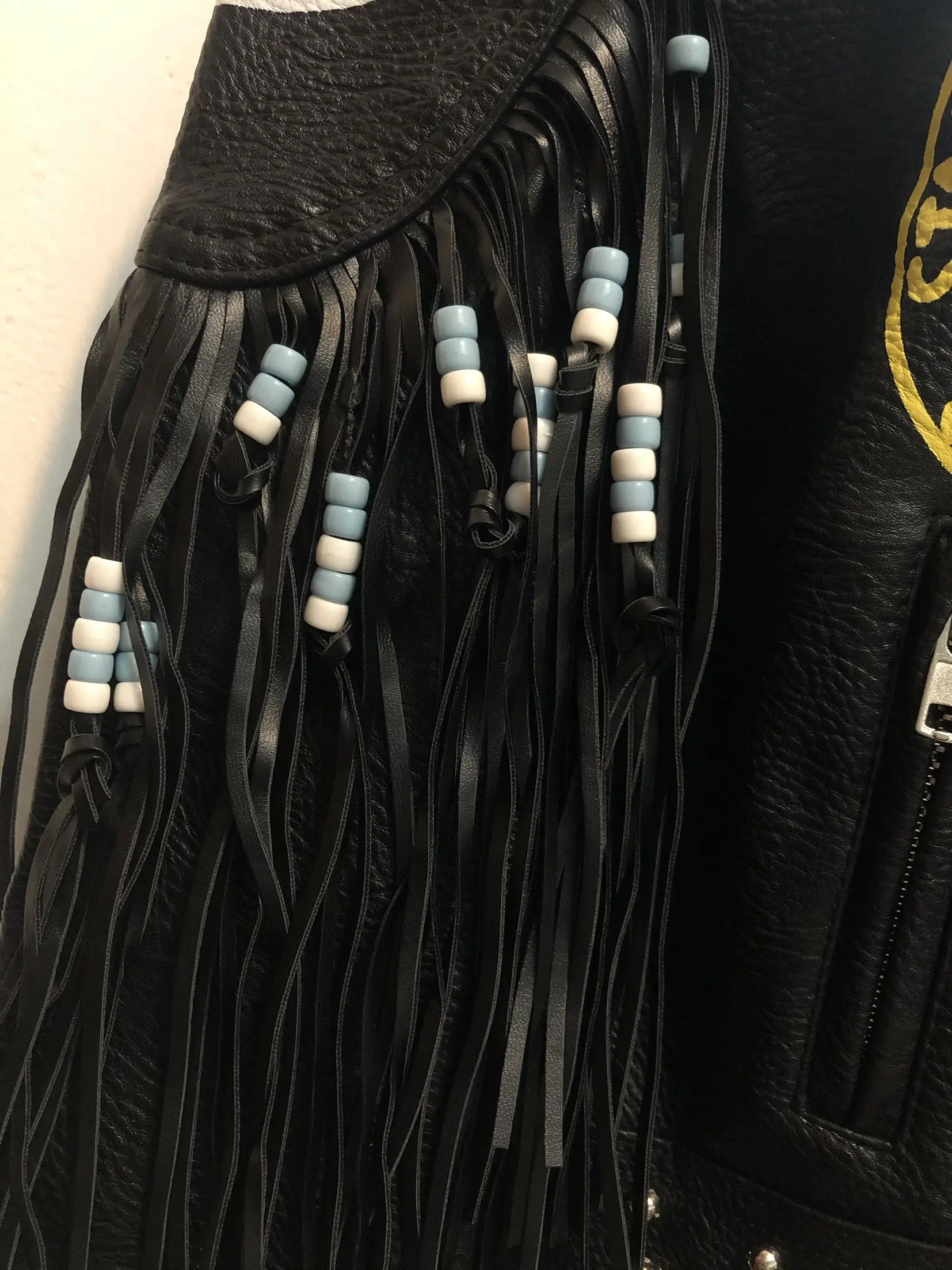 Rivet beading leather jacket Locomotive graffiti cartoon pu Leather Jacket female Punk tassel stitching Motorcyle Jackets F2095