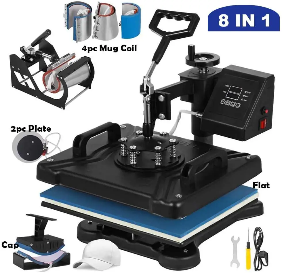 SolToPrint 8 In 1 Digital Combo Sublimasi T-shirt/Mug/Plate/Cap/Cup Melepaskan Transfer Panas mesin