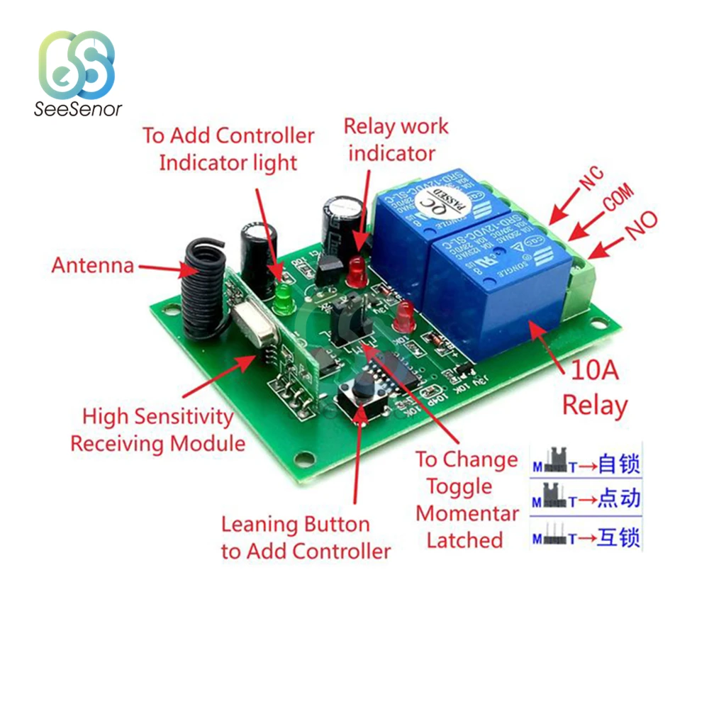 4000M Long Range RF Wireless Remote Control Switch DC 12V 2CH 6CH 10A Relay Receiver Transmitter 315MHz