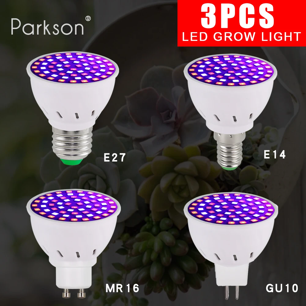 3 قطعة/الوحدة LED تنمو ضوء E27 E14 MR16 GU10 LED الطيف الكامل الدفيئة المائية البذر تنمو النبات مصباح زهرة إضاءة داخلية