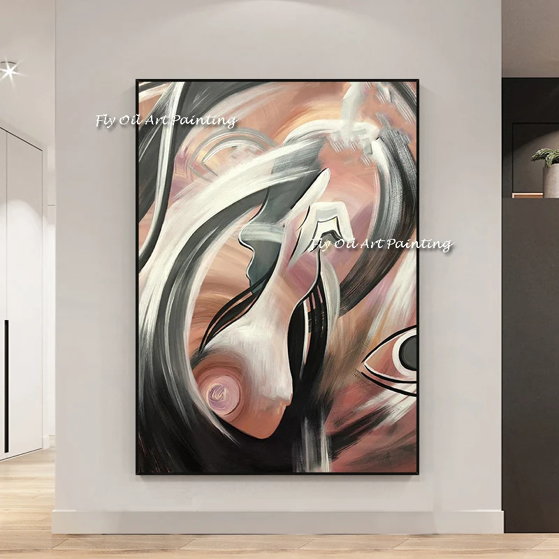 

The New Palette Abstract Hand Painted Oil Painting Wall on Canvas Paintings Wall Decor For Living Room Nude Black Face Figure