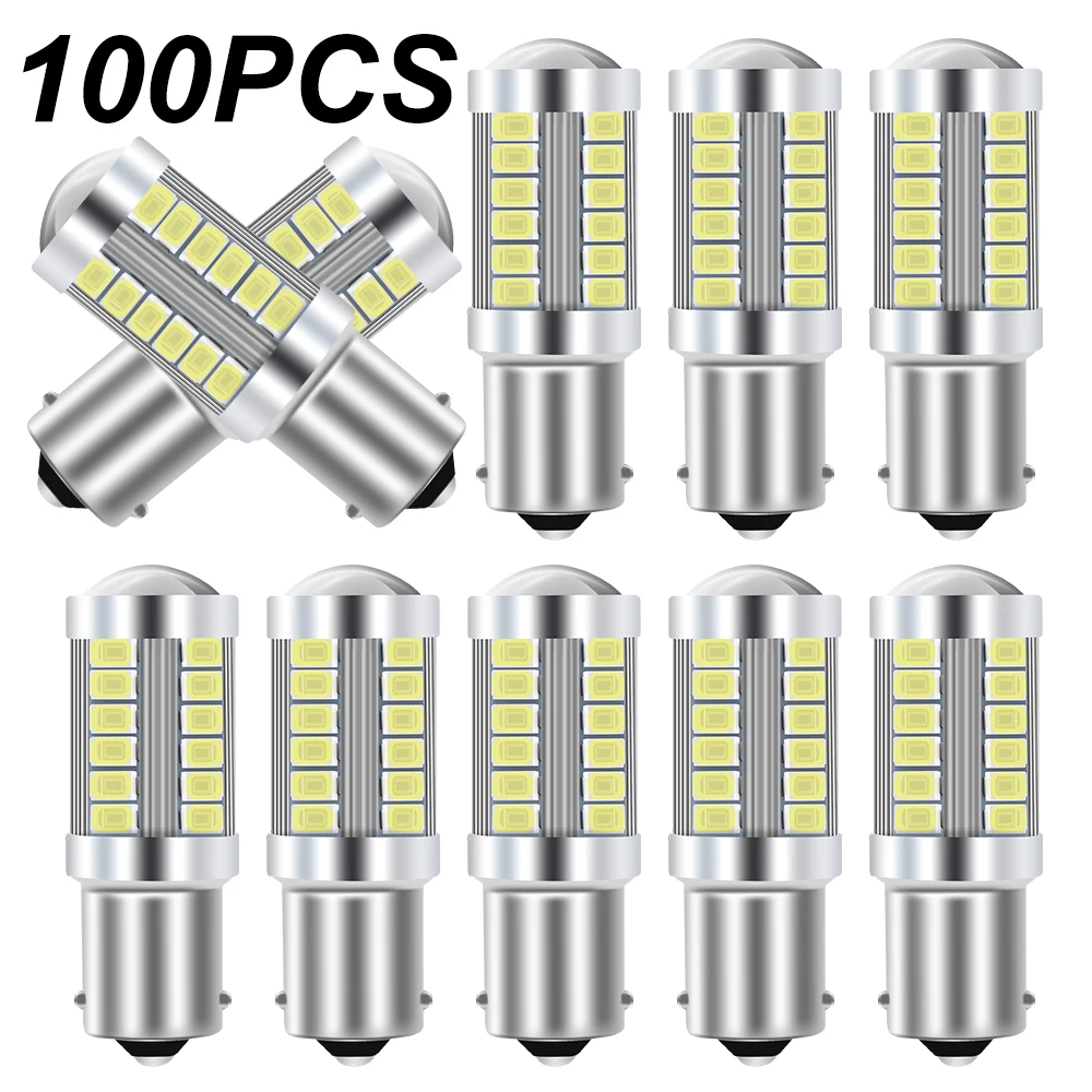 100pcs 1156 BA15S P21W 1157 P21/5W BAY15D BAU15S PY21W LED Car Tail Bulb Brake Lights Reverse Lamp Daytime Running Signal Light