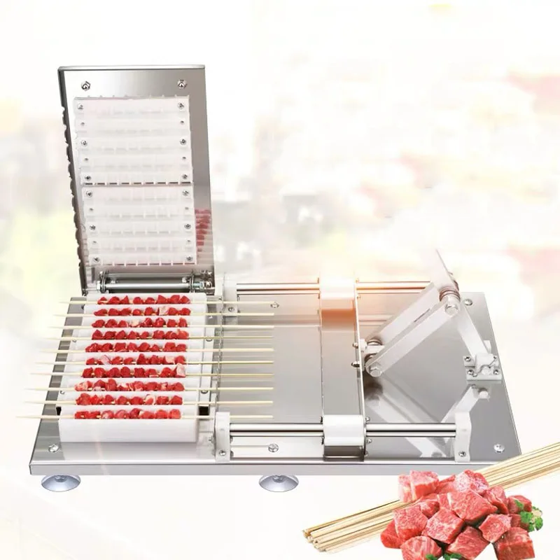 Manual Satay Skewer Machine BBQ Stainless Steel Mutton Kebab Lamb Skewer Tools Doner Kebab Meat Wear String Machine