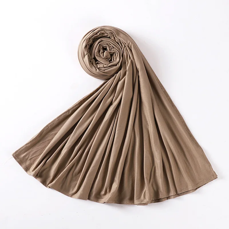 

New Women Jersey Hijabs Long Good Stitching Shawls With Hoop Free Use Hijabs Islam Muslim Elastic Winter Jersey Scarf 2021