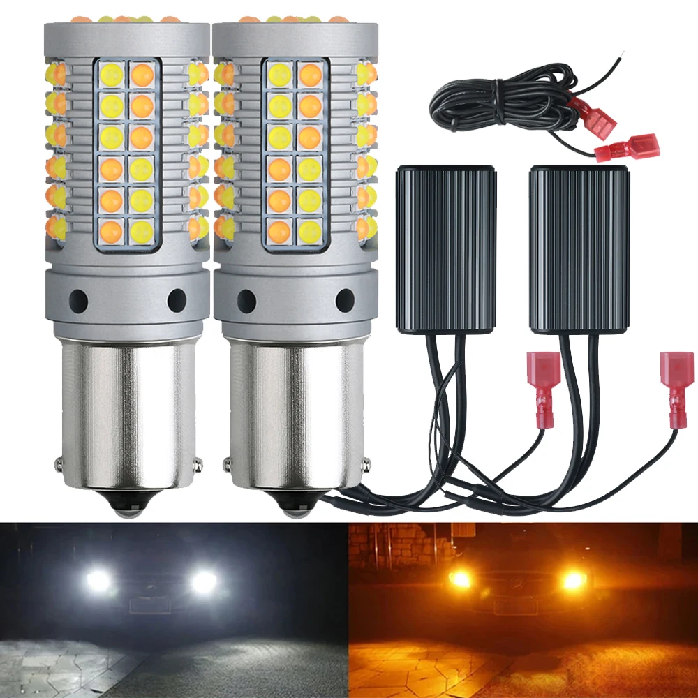 

P21W Ba15s BAU15S PY21W 7440 W21W WY21W T20 1156 S25 69SMD Daytime Running Light+Turn Signal Dual Mode DRL LED External Lights