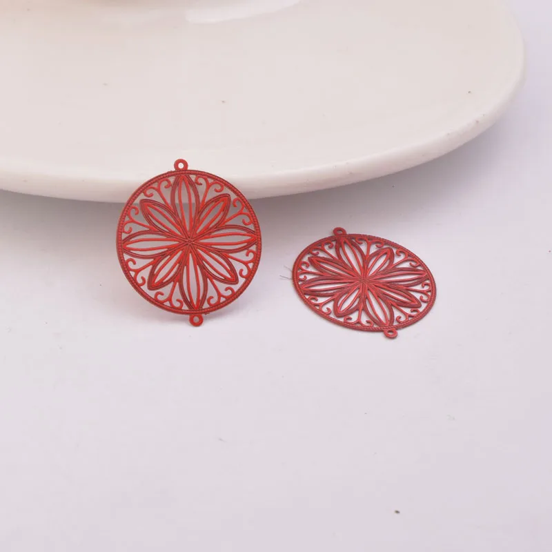 50 Stück AC9198 20*23mm Runder Blumen-Charm-Verbinder aus Metall-Messing für Schmuck, Ohrringe und Armbänder – Detail 5