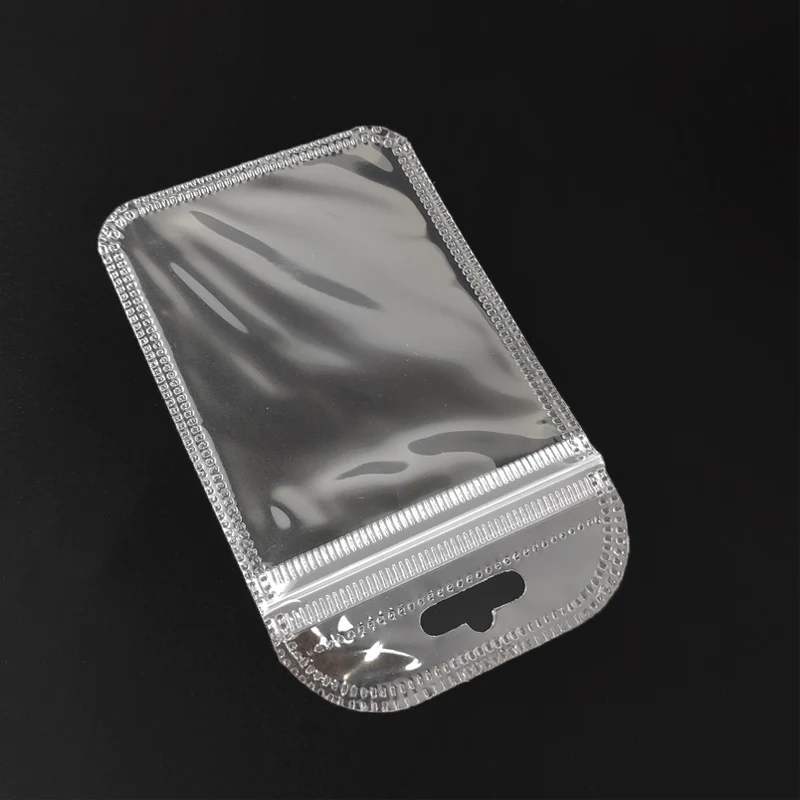 100PCS Retail Clear Plastic Zipper Bags Zip Lock Self Seal Electronic Accessories Storage Poly Grocery Package Bag Hang Hole