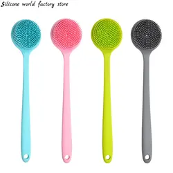 Silicone world Bath Brush Back Body Bath Shower Scrubber Brushes Long Handle Exfoliating Skin Massage Brush Silicone Scrubber