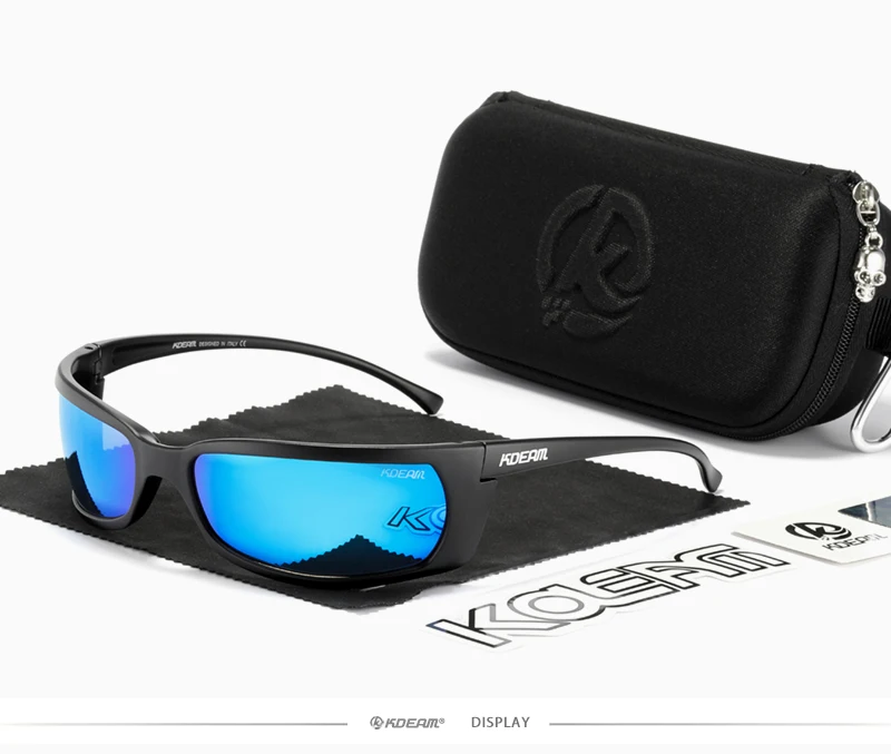 KDEAM Outdoor Sport Brille Polarisierte Sonnenbrille Männer Einzigartig Shaped Gläser Mit Harten Box Minimal Design 2021 – Detail 22