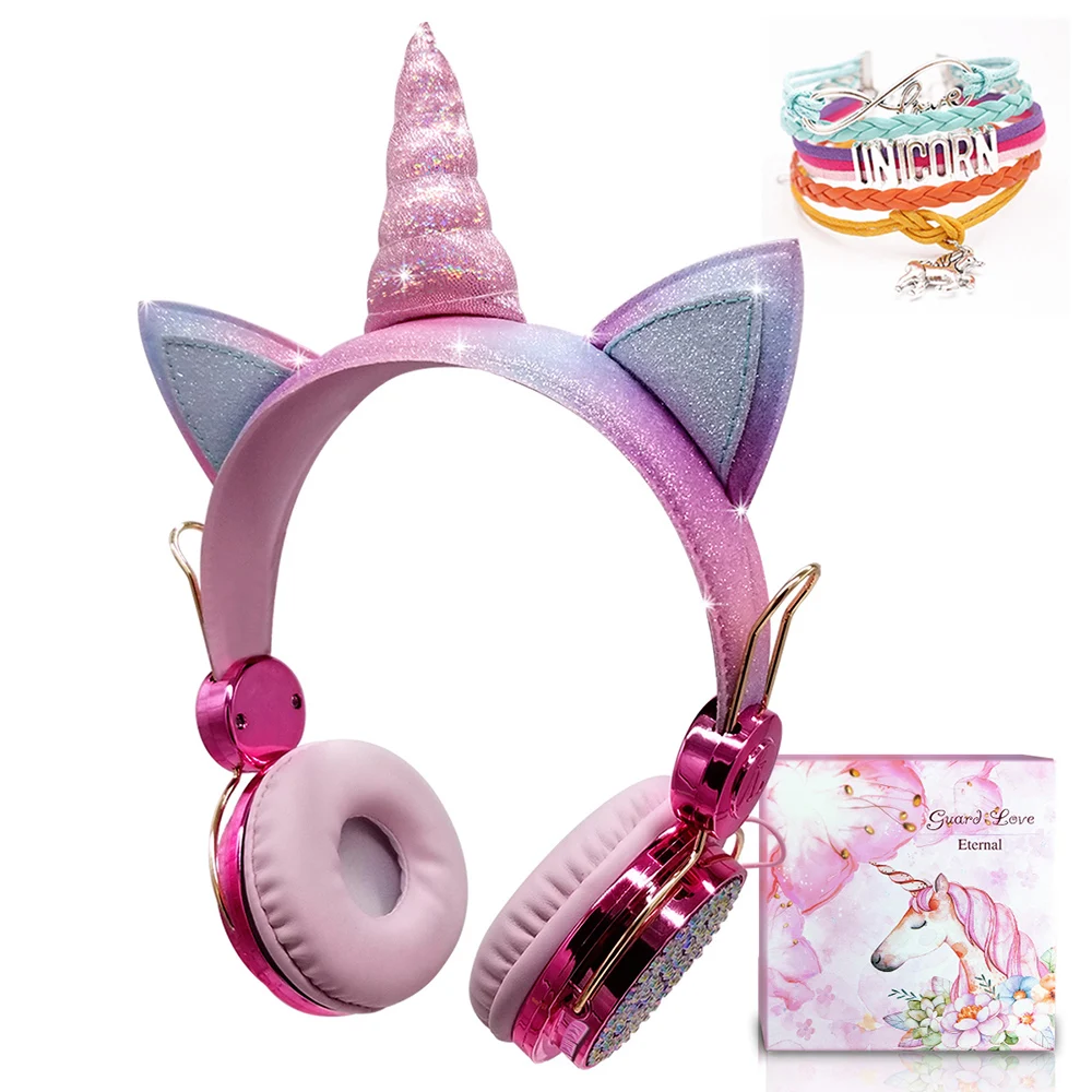 Wireless headphones Kids Headset Cartoon Unicorn Blue-tooth Headphones Microphone Casco Gaming Handsfree Calling Auricularesgift