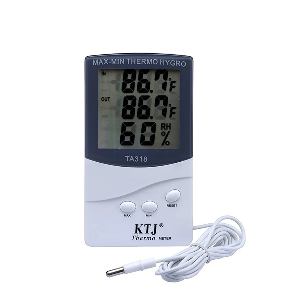 

LCD Digital Thermometer Hygrometer Clock Temperature Humidity Measurer Indoor Outdoor Factory1.5M Probe Sensor Cable