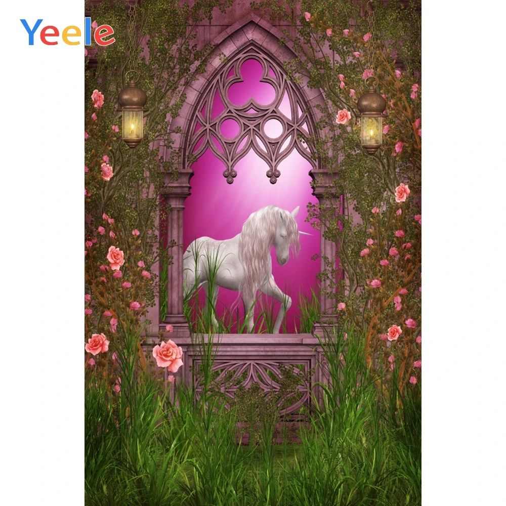 동화 숲 꽃 아치 문 유니콘 photocall 아기 초상화 사진 배경 사진 스튜디오 사진 배경
