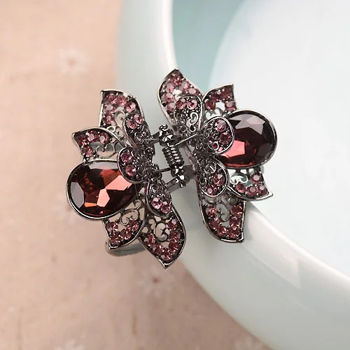 Retro Flower Rhinestones Hair Clip Hairpins Crystal Crab Hair Claws For Women Girl Hair Accessories