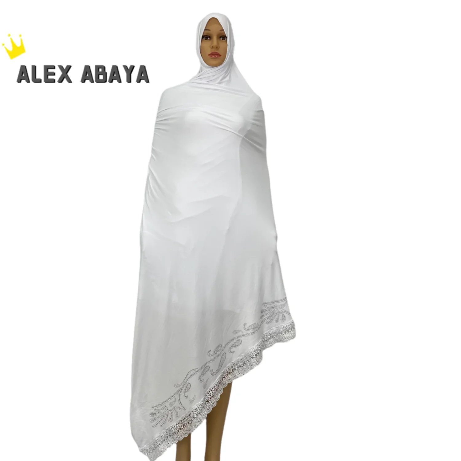 African Soft Cotton Lace Scarf for Muslim Women, Hijab, Shawls, Wraps, Latest, 100% Cotton