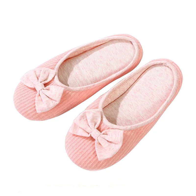 GKTINOO Cotton Cute Bowtie Home Women Slippers Summer Spring Indoor Shoes For Girls Ladies Female Warm House Bedroom Floor Flats