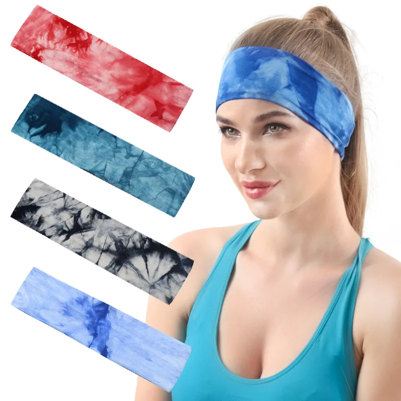 

New Sports Fitness Running Headband Sweat-absorbent Yoga Stretch Headband Tie-dye Printing Headband Headdress