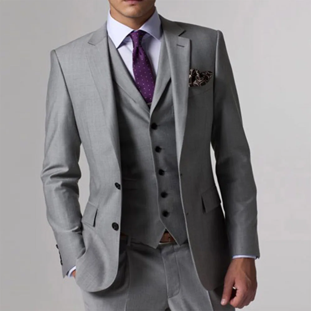 Gray Wedding Suits For Men With 3 Piece Suits Custom Made Suits Groom Suit Men Grey Custom Tailor Made Suits Slim Wedding Tuxedo