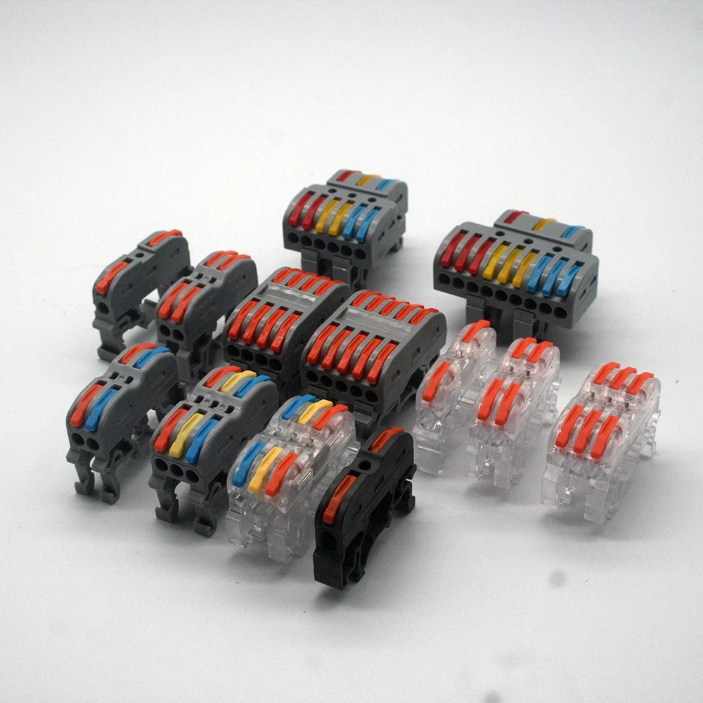 Din Rail Mini Snelle Wire Cable Connectors Universele Compact Dirigent Lente Splicing Bedrading Connector Push-In Terminal Block