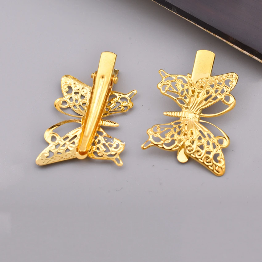 2 pcs/par mulheres oco grampos de cabelo metal borboleta hairpins ouro prata vintage pinos de cabelo para acessórios de estilo