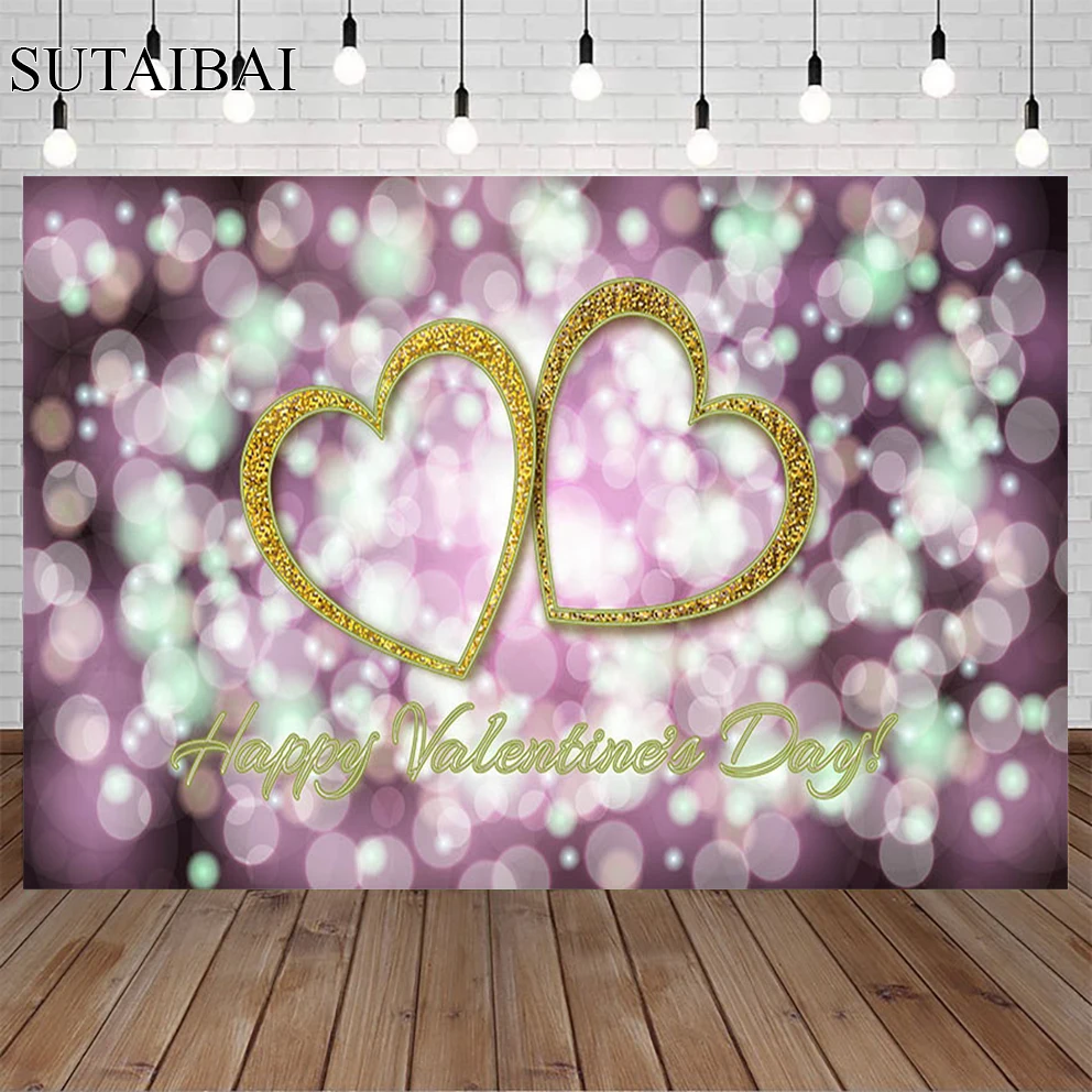 

Happy Valentine's Day Background PhotographyConfession Sweet Love Party Backdrop Banner Shiny Spotlight Bokeh Photo Booth Props