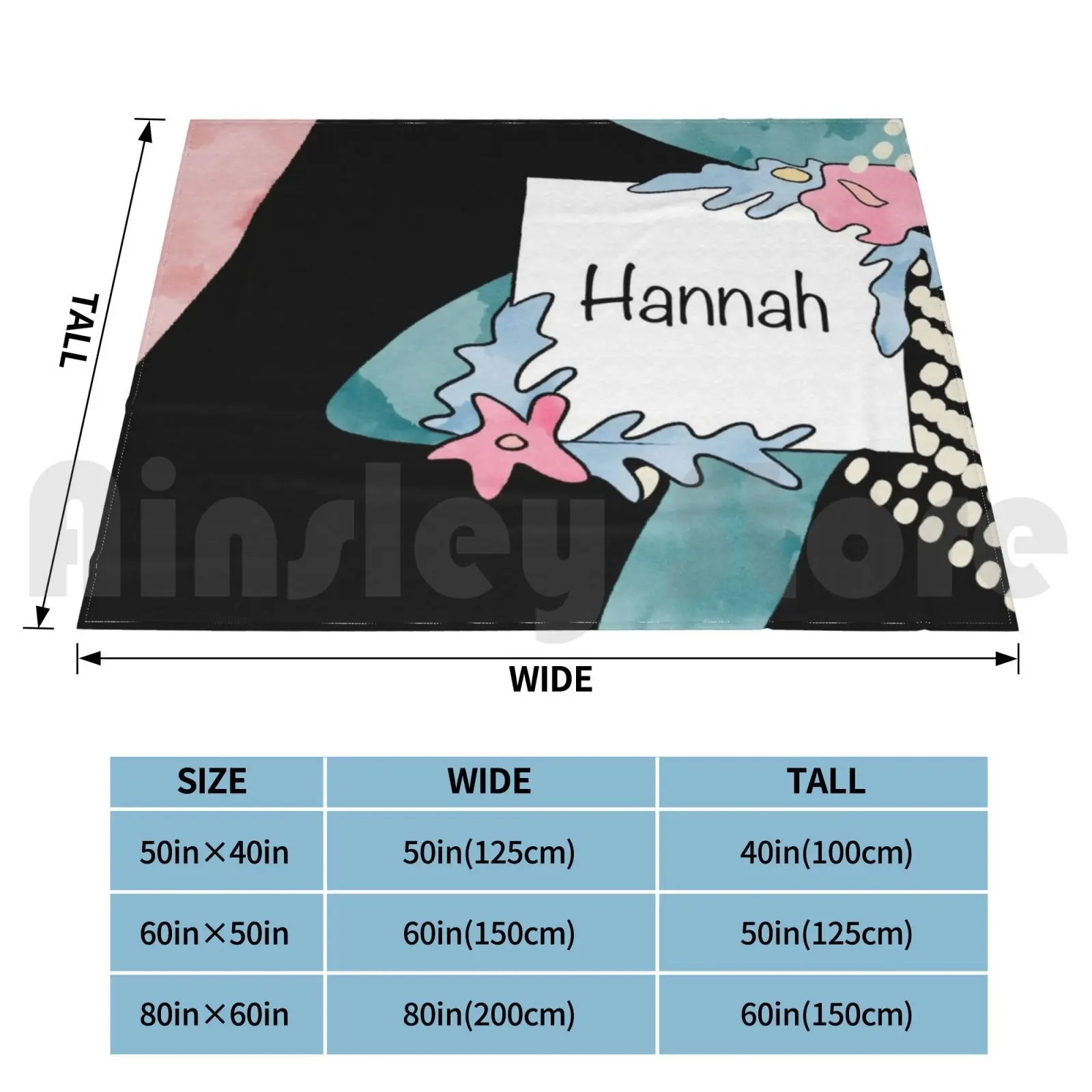 Hannah-Flower Print Blanket For Sofa Bed Travel Hannah Flower Friend Daughter Mother