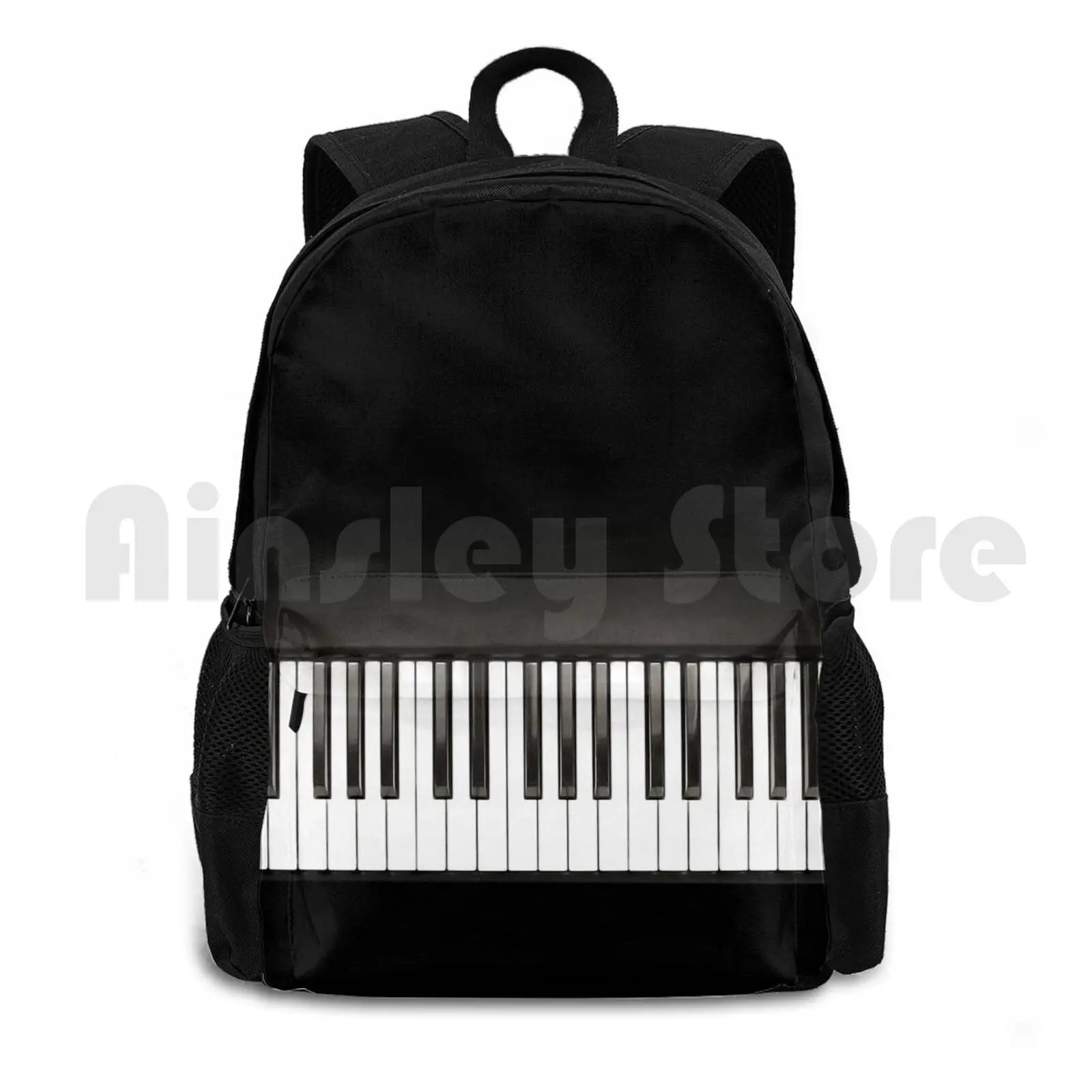 Piano Music Black And White Outdoor Hiking Backpack Waterproof Camping Travel Piano Piano Keys Music Keyboard Music Lover Rose