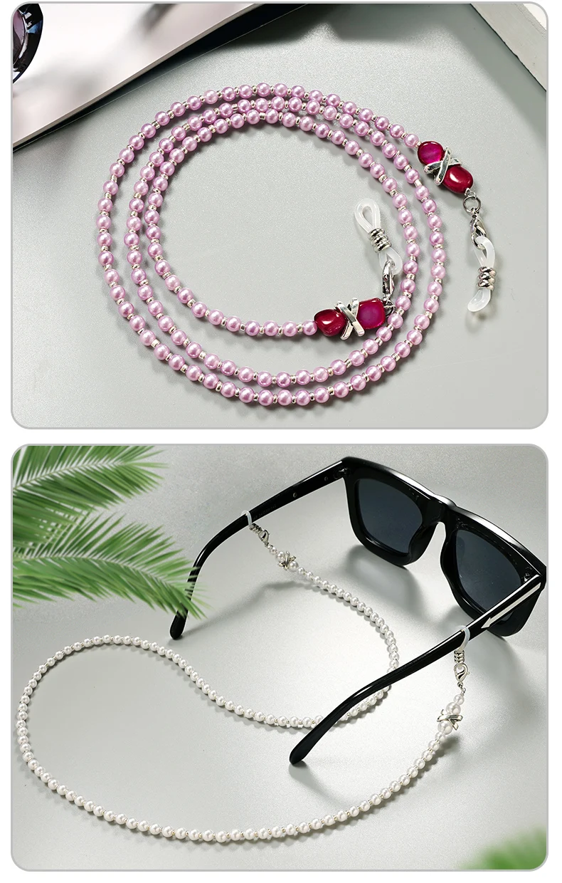 Stilvolle Perlen-Perlen-Brillenkette für Damen, modische Perlen-Perlen-Lanyard-Perlen-Perlen-Halskette – Detail 5