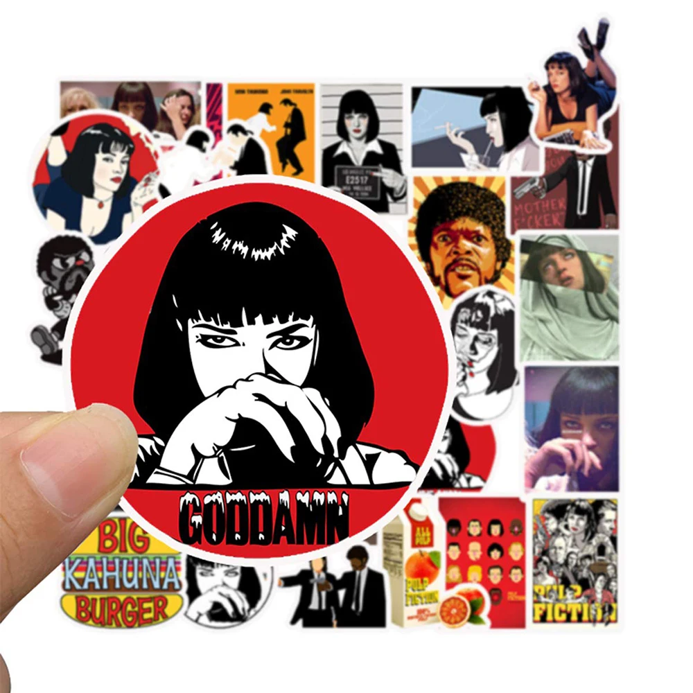 10/30/50PCS Pulp Fiction Movie Cartoon Stickers fai da te Bike Travel bagagli Car Guitar Laptop adesivi scherzo impermeabili giocattolo classico