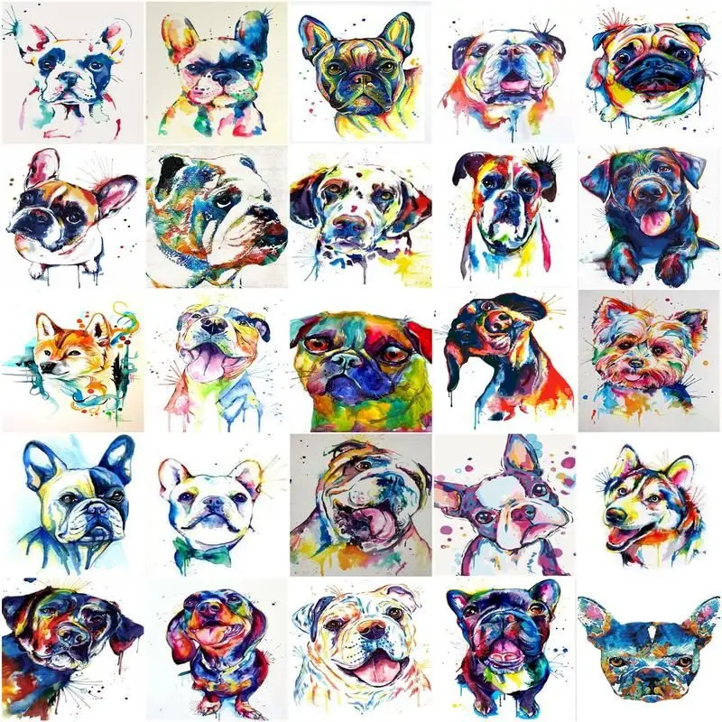 GATYZTORY DIY Pictures By Number Colour Decoration Dog Kits Hand Painted Picture Art Painting By Numbers Animal Drawing On Canva