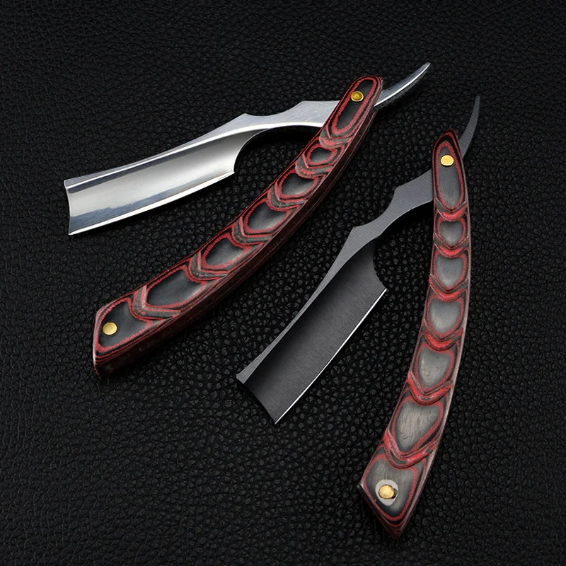 Manual de madeira Handle barbear para homens, alta qualidade, barbeiro profissional, corte do cabelo, mudar o tipo de lâmina, faca de barbear
