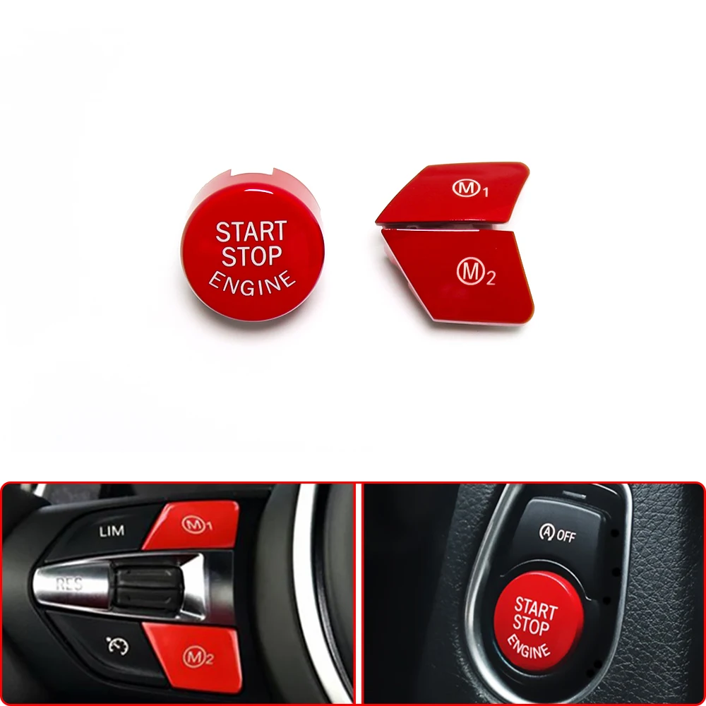 Red & Blue For BMW M3 M4 M5 M6 X5M X6M F80 F82 F83 F10 F06 F15 F16 E90 E92 E93 M1 M2 Car Engine Start Stop Cover Switch Button