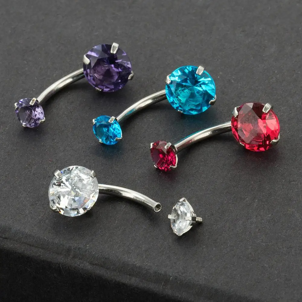 1Pcs Helix Piercing Jewelry Bijoux Nombril Leaf Zircon Belly Button Ring Cute Rudder Navel Piercing Surgial Steel Belly Bars