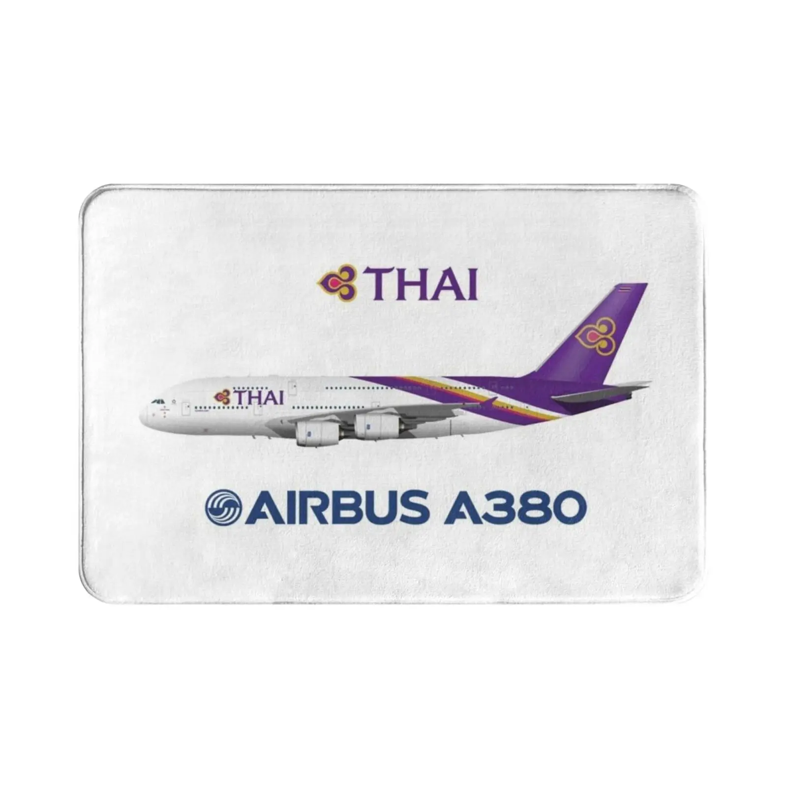 Illustration Of Thai Airways Airbus A380-White Version Carpet Mat Rug Cushion Airbus A380 Airbus A380 A380 Airbus Thai