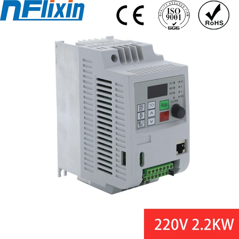 

NFlixin 9100 220V 0.75KW/1.5KW/2.2KW 1HP Mini VFD Variable Frequency Drive Converter for Motor Speed Control Frequency Inverter