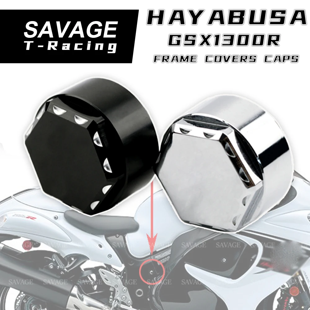 For SUZUKI HAYABUSA GSX1300R Motor Mount Frame Covers Caps GSX 1300R 99-2020 Motorcycle Accessories Hex Engraved Ball Cut Edge