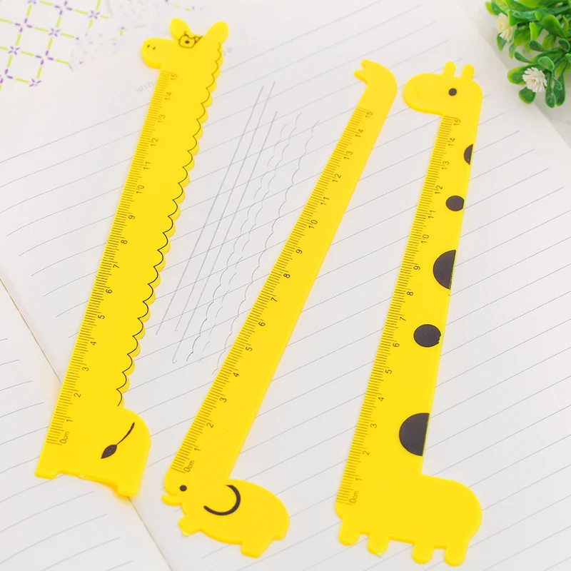 5 Pcs Giraffe Ruler Ruler Student Prizes Wholesale School Supplies Stationery Cute Cartoon Ruler Of 15 cm