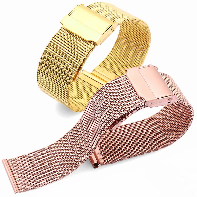 Business Replacement Mesh Strap 18mm 20mm 22mm for Samsung Galaxy Watch 42mm 46mm SM-R800 SM-R810 Rose Gold Metal Strap Band