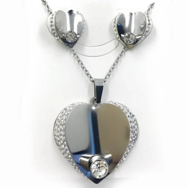 OUFEI Stainless Steel Jewelry Sets Heart Necklace Set Of Earrings For Women Jewellery Accessories Woman Vogue 2019