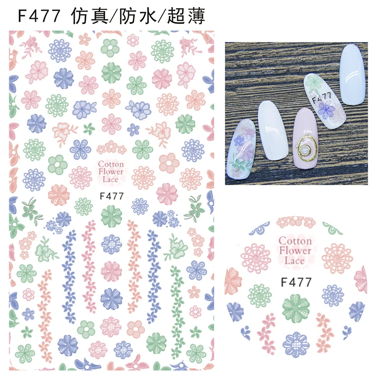 

10PCS Pink Flower Rose Pattern Waterproof Ultra-thin Purple Love Nail Sticker Nail Slider