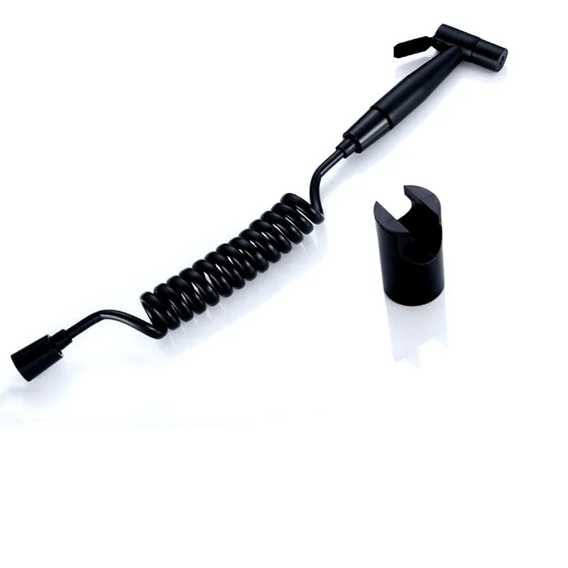 Ensemble de bidet de toilette, pulvérisateur à main shattaf, robinet de lavage anal, Bidet de toilette avec valve d'angle à double sortie, noir, 304 chaud