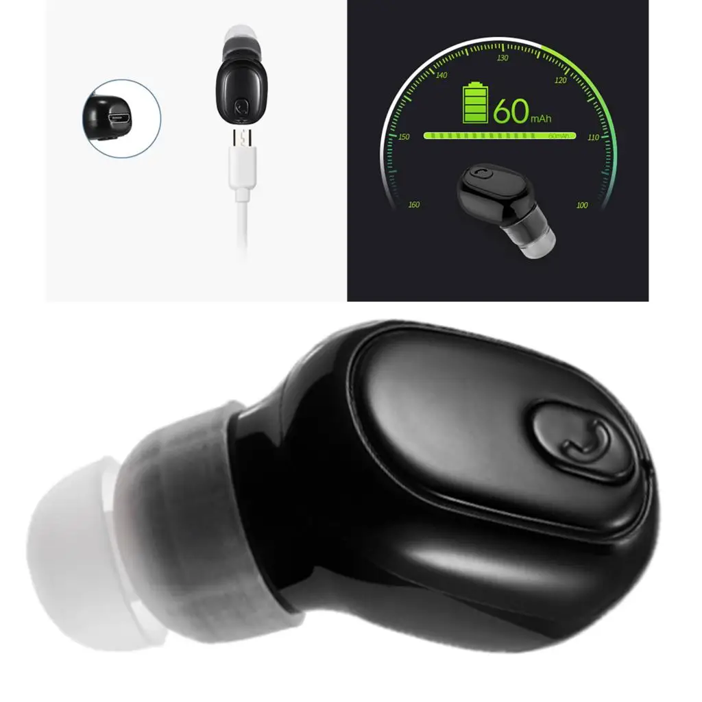 Mini Bluetooth Single Earbud Smallest Wireless Invisible Headphone Car Headset with Mic for  and Android Smart Phones